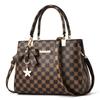 Chessboard bow handbag 2026 new retro plaid women's bag contrasting color shoulder bag large capacity