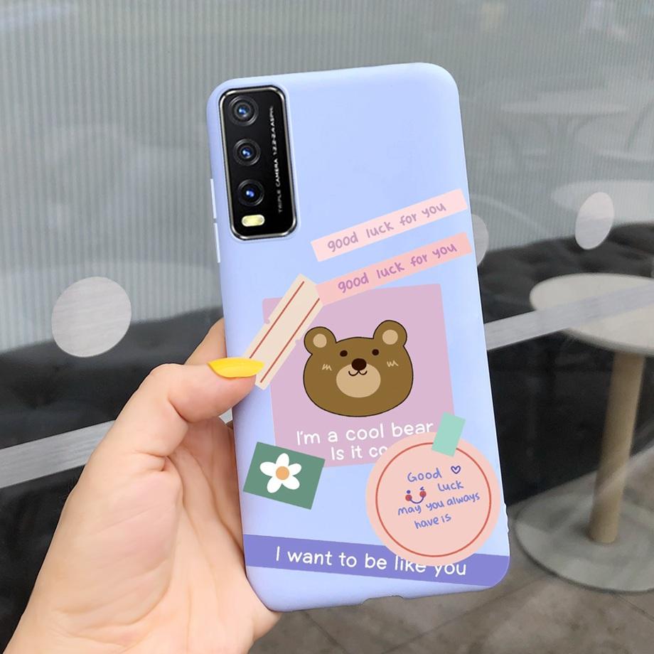 For Vivo V2027 Y20i Y20 Y20s Y11s Y12s Phone Case Candy Back Cover Soft Silicone Bumper Shell Daisy Dragon Bear Painting Capas