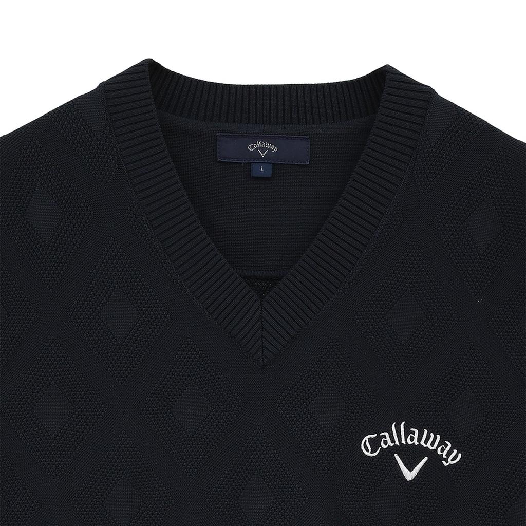 Вязаный жилет Golf C24219100 [Callaway] Мужской V-образный вырез (алмазный жаккард) / / 1120_Военно-морской флот
