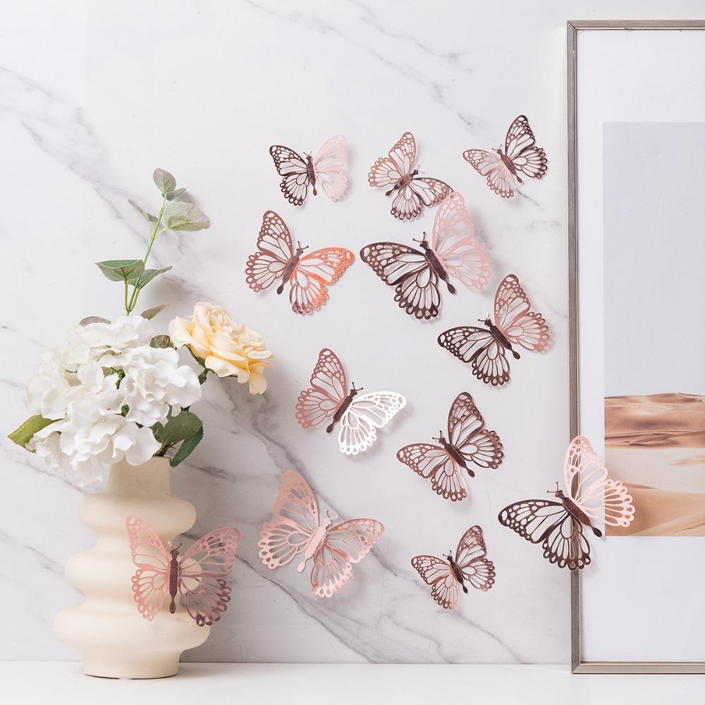 12pcs 3D Butterfly Wallpaper Self Adhesive Decal New Butterfly Wall Stickers Festival Decoration