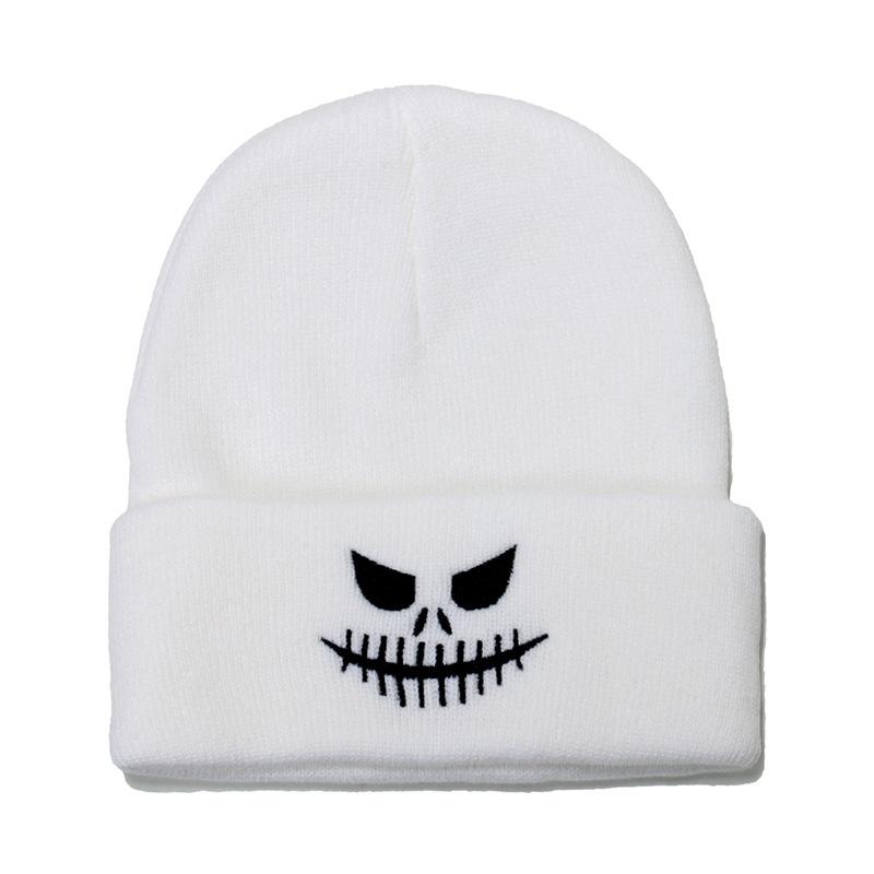 Autumn and Winter Men's and Women's Outdoor Warm Wool Hat Pullover Cold Hat Halloween Pumpkin Skull Embroidery Knitted Hat