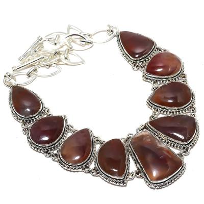 Ожерелье из серебра 925 пробы с красным агатом Монтана, 18 дюймов JCN360-29