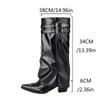 Autumn Winter New Skirt Boots Women's Square Toe Gothic Punk Rivet Knee High Pant Boots Slip On Chunky High Heels Western Boots