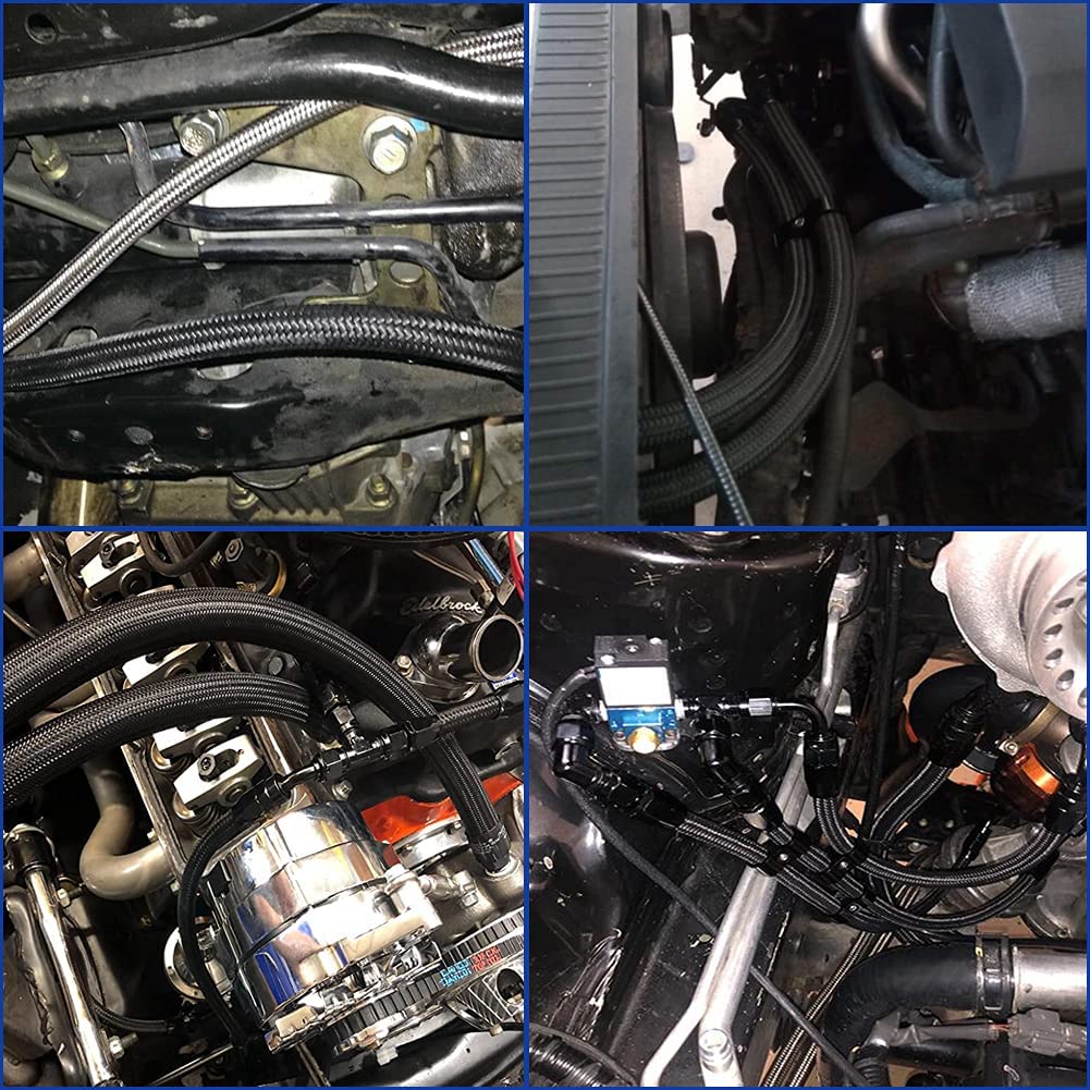 1M AN8 8AN черные плетеные фитинги для масла и топлива, конец шланга 90+90 градусов, комплект масляного адаптера, шланг для масла и топлива