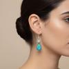 Серьги из стерлингового серебра 925 пробы с синтетическим бирюзовым камнем, ручной работы, висячие серьги, подарок для нее, серебряные украшения