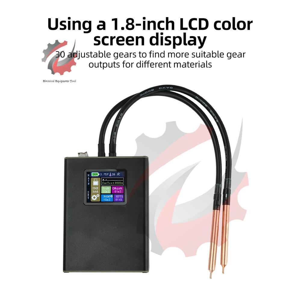 Portable Spot Welder with Built-In Resistance Tester 1.8 Inch LCD Screen 30 Adjustable Levels for 18650 Battery DIY