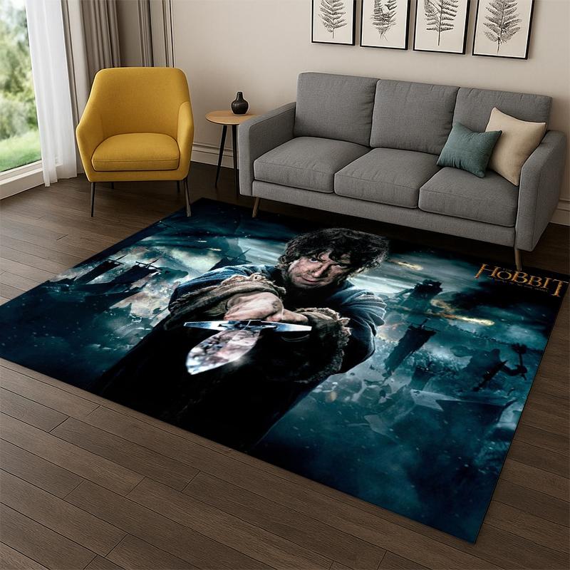 Classic L-Lord of The Rings H-Hobbit Carpet Rug for Bedroom Living Room Sofa Playroom Doormat Home Decor,Kid Area Rug Non-slip