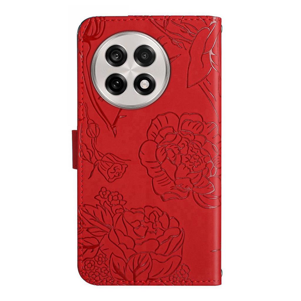 For OnePlus 13R 5G Case Butterfly Flower Imprinted Leather Phone Cover with Strap