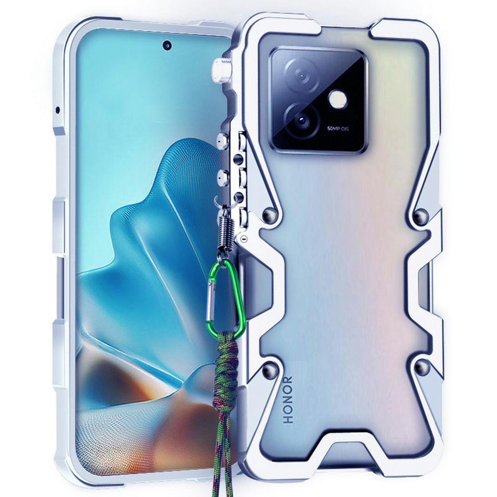 Бампер для Honor X60 GT 5G Металлический чехол из алюминиевого сплава для телефона с ремешком