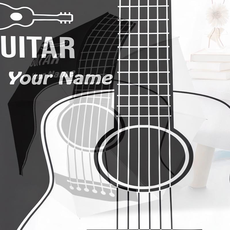 1PC Custom Name Guitar Art Automatic Folding Umbrella Compact Travel Umbrella for Men & Women, Ideal Gift for Christmas, Birthdays, Halloween