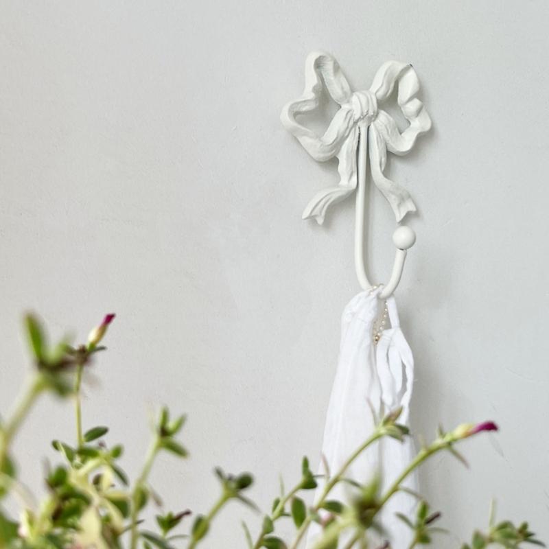 Pack of 2 Functional Bows Shaped Hooks Cast Iron for Wall Organization Space Saving Kitchen Hallway Closet Hanger