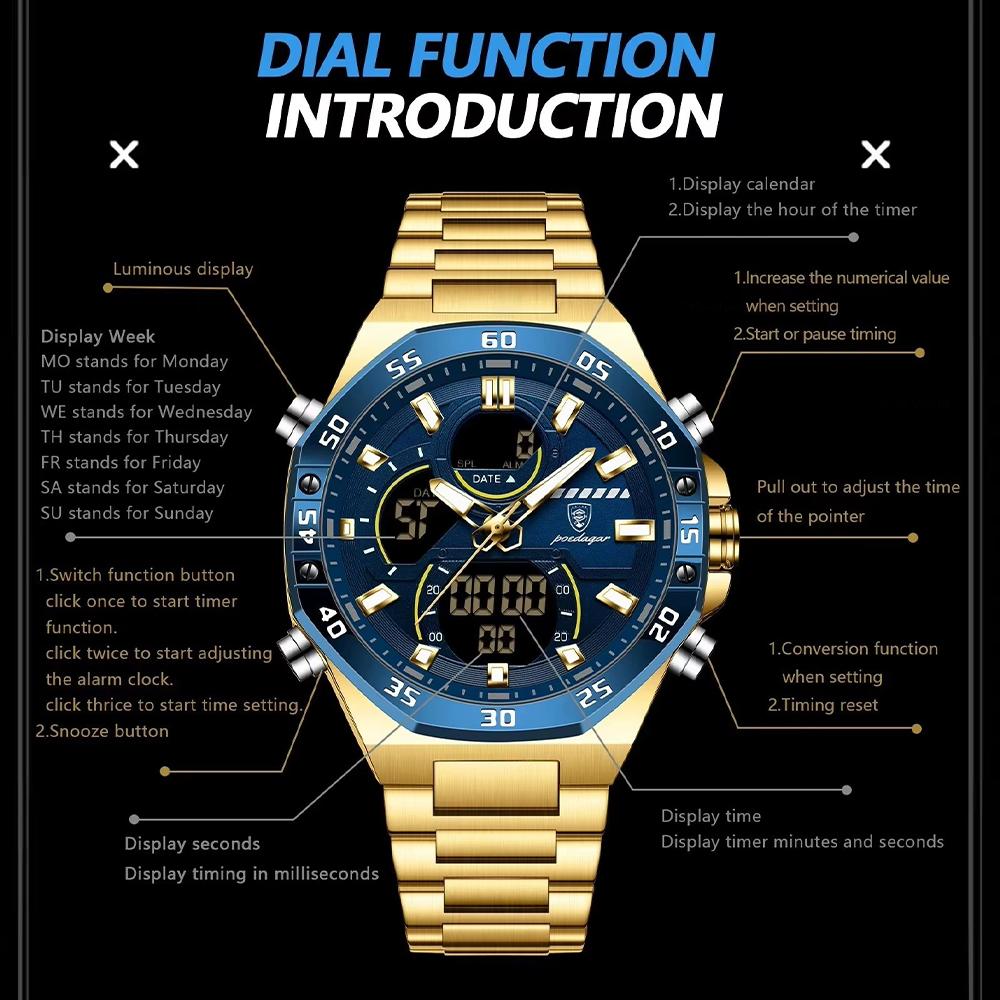 Мужские цифровые аналоговые часы - водонепроницаемый светодиодный ночник, модные наручные часы для отдыха на открытом воздухе для повседневного и активного отдыха