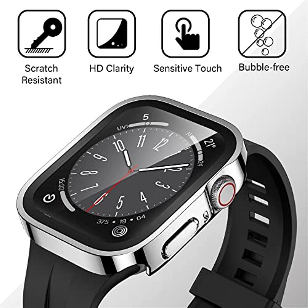 Водонепроницаемый чехол для Apple Watch 7 8 9 45мм 41мм 10 46мм 42мм Защитное стекло для экрана+Чехол-бампер для iWatch 4 5 SE 6 44мм 40мм