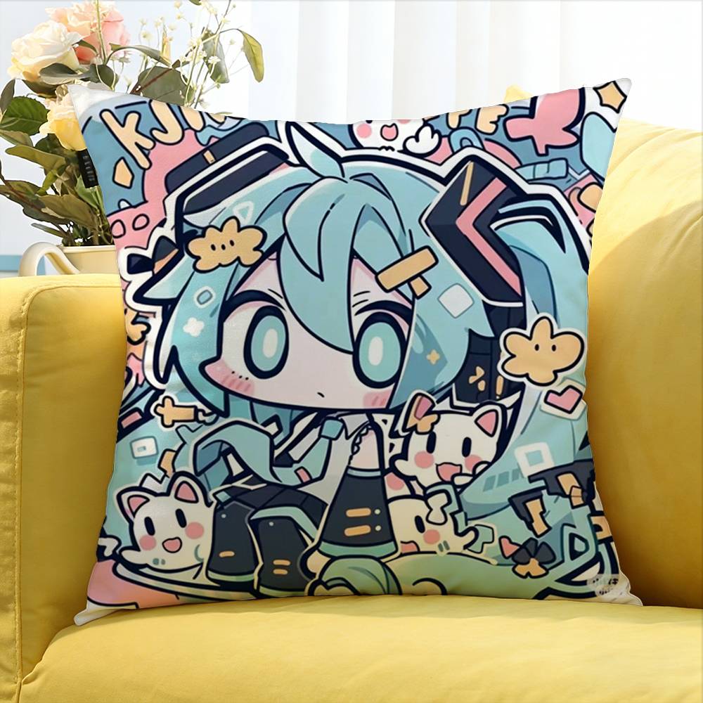 Electronic Musicians M-Miku World Various Sizes Square Pillow Case For Car Home Bedchamber Decor