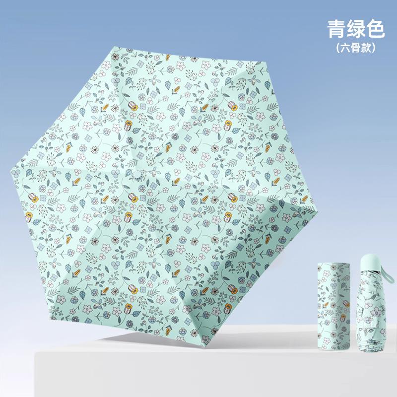 Small Fresh Three Fold 8 Sun Umbrella Umbrella Small Daisy Hand Open Vinyl Sunshade