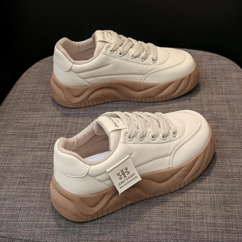 Мода 2024 года, осень, мода, женская повседневная обувь, однотонные кроссовки на платформе со шнуровкой, удобные женские туфли на плоской подошве, Zapatillas De Mujer