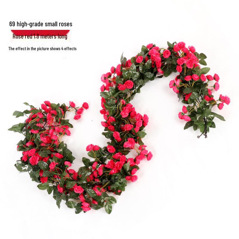 Artificial Rose Vine for Living Room Decoration, Air Duct Cover, Plastic Flower Garland