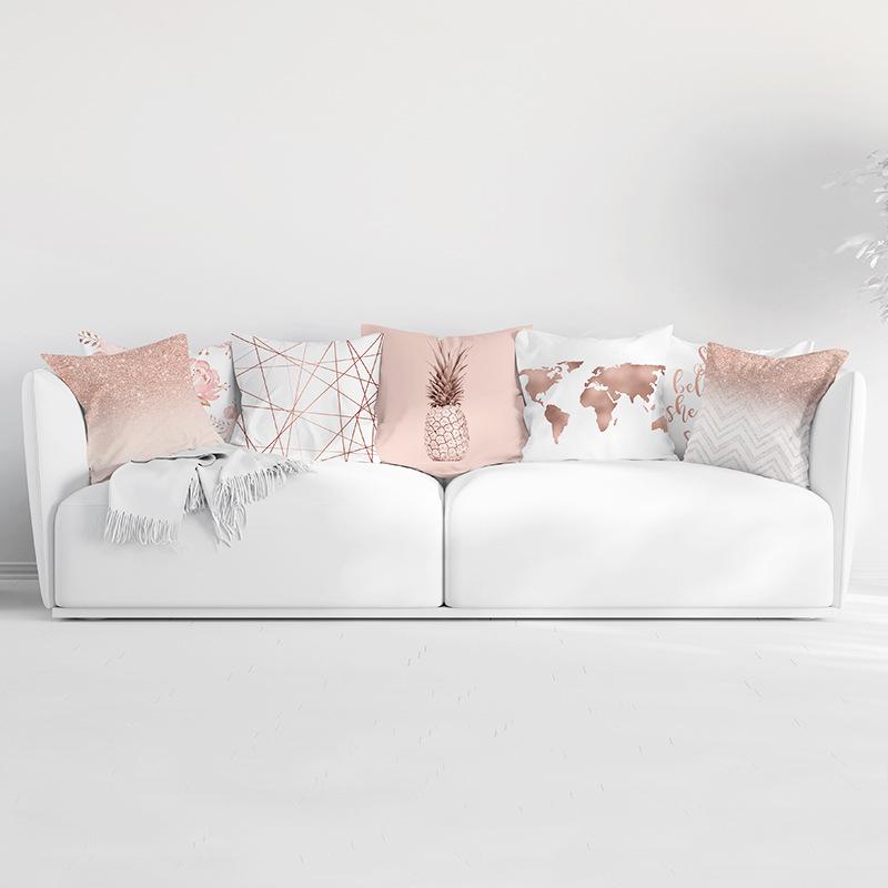 Beatiful Polyester Sofa Rose Gold Pink Cushion Home Decoration Square Pillowcase Fashion Trendy