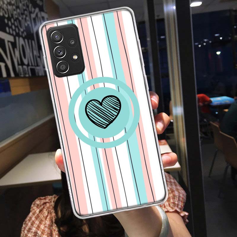 Rainbow Gradient Love Phone Case for Samsung A54 A57 A37 A17 A14 A15 A12 A24 A34 A55 A35 A25 A52S A07 A05S A04S A22 A32 A72 Gala