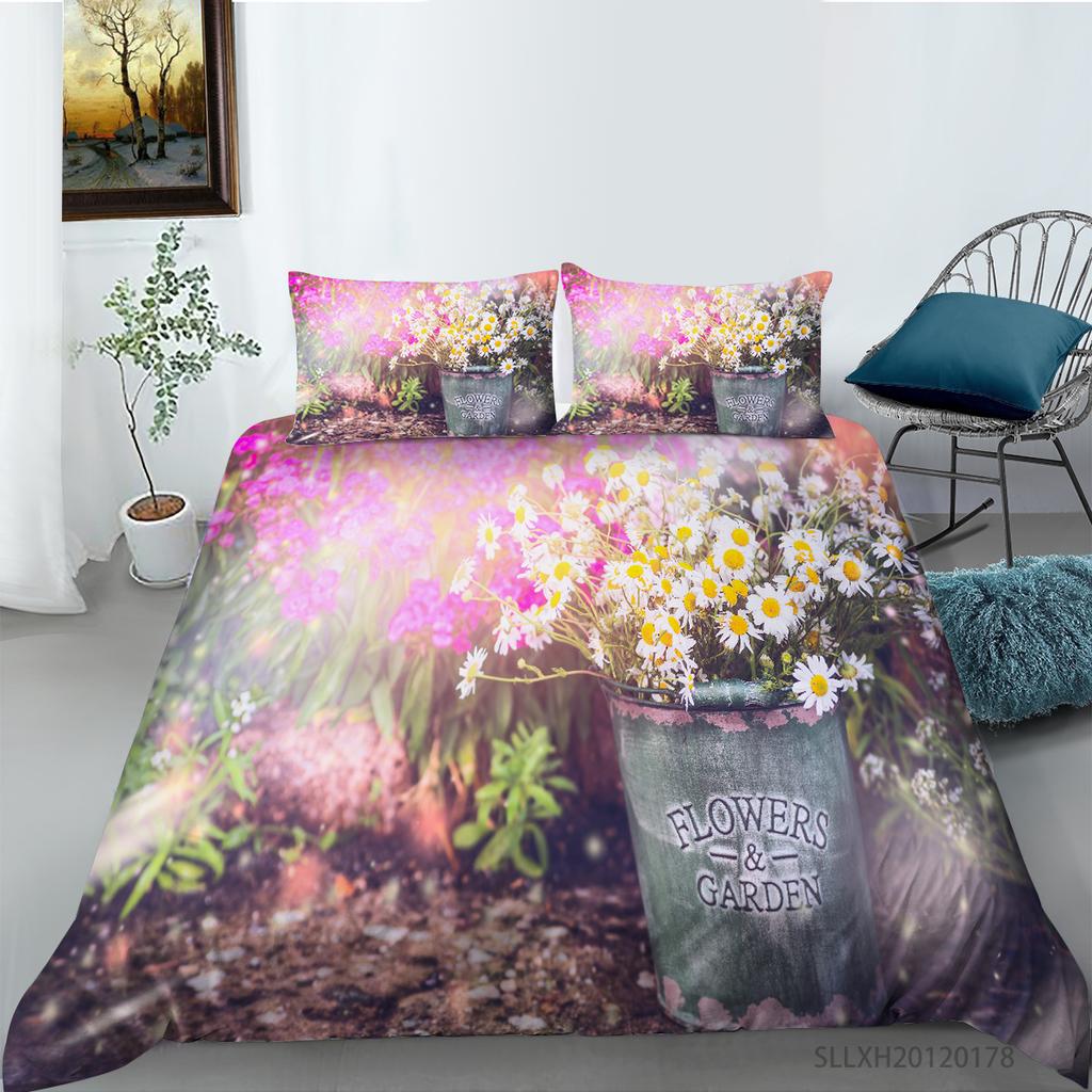 3D маленькое постельное белье с рисунком ромашки, односпальная двуспальная кровать, полноразмерная наволочка с рисунком хризантемы и пододеяльник, удобное украшение для дома