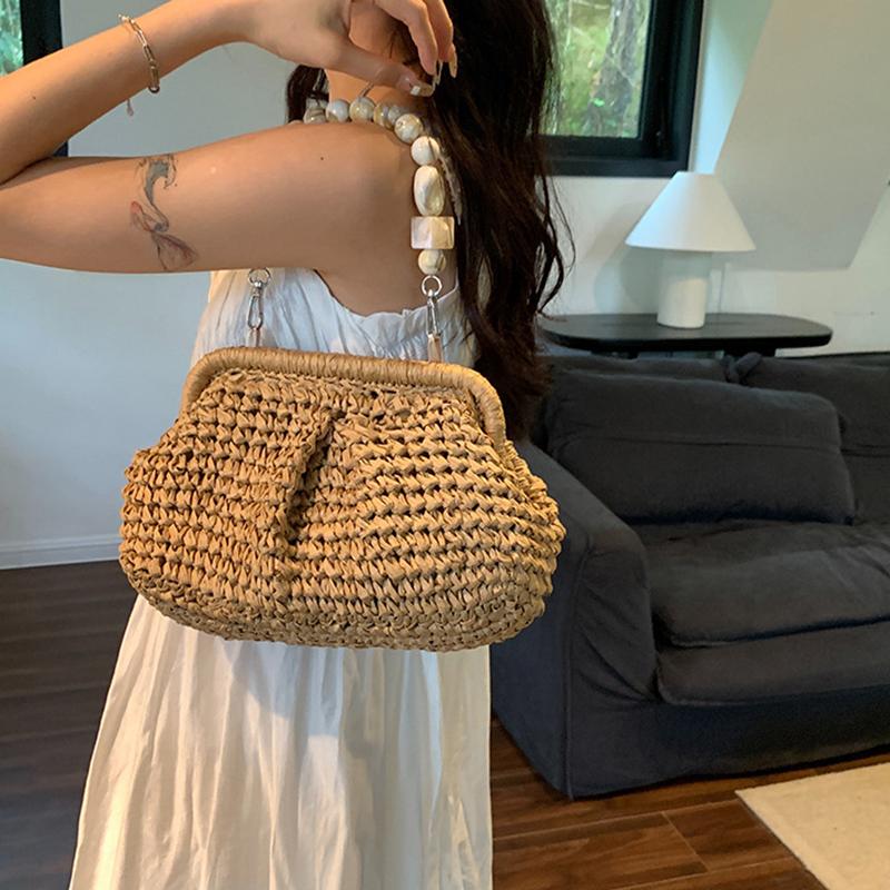 Woven Straw Bag Women's New Niche Design High-end Summer All-match Handbag Shoulder Armpit Bag