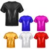 Kids Girls Boys Sparkling Short Sleeve Tops Fashion Round Neck T-shirt Dance Performance Costume