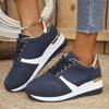 Women's Chunky Sneakers Lace Up Platform Casual Sports Shoes Woman Lightweight Non Slip Wedges Walking Shoes Plus Size