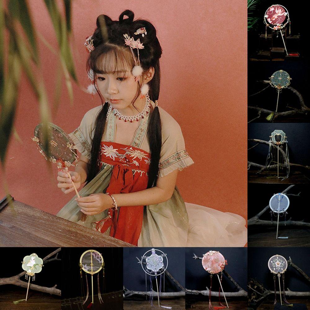with Pendant Chinese Embroidery Fan Tassels Silk Fan Gorgeous Bridal Group Fan Perform