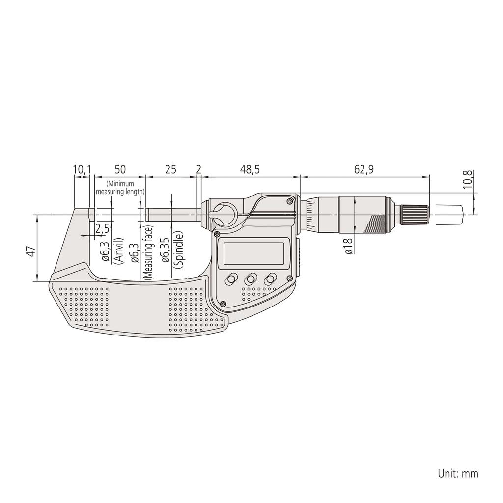Микрометр Mitutoyo с защитой от охлаждающей жидкости MDC-75MX 293-232-30 Диапазон 50~75 мм