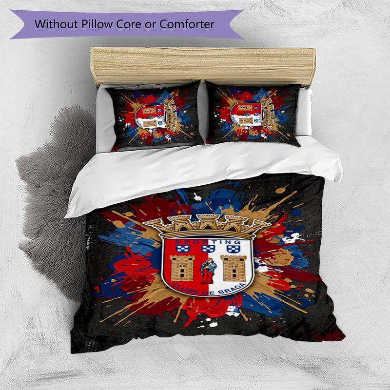 Braga FC Printed 3PCS Bedding Set Breathable Duvet Cover with Pillowcases Decorative Bed Linen for Bedroom Home