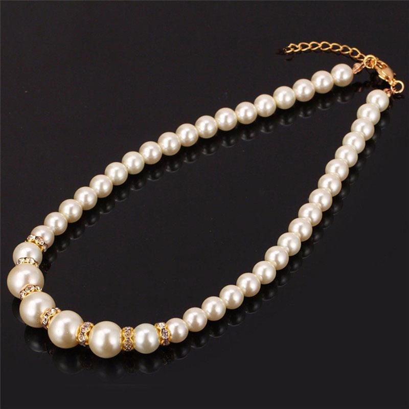 3In1 Set Elegant Pearl Necklace Earrings Bracelet Long Necklace Jewelry Gift