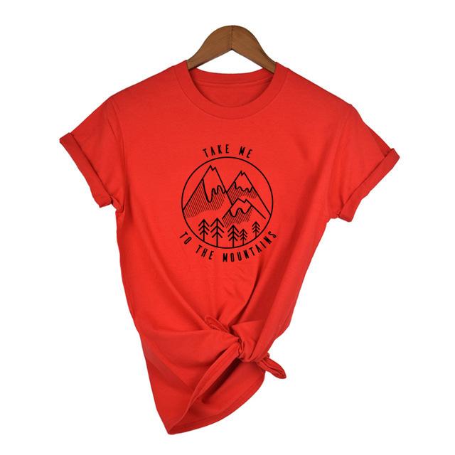 Summer Fashion Vintage Womens Camping Shirts Take Me To The Mountains Outdoors Shirt Clothing Tumblr Graphic