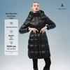 Tanboer Women's Shiny Mid-Length Goose Down Puffer Jacket