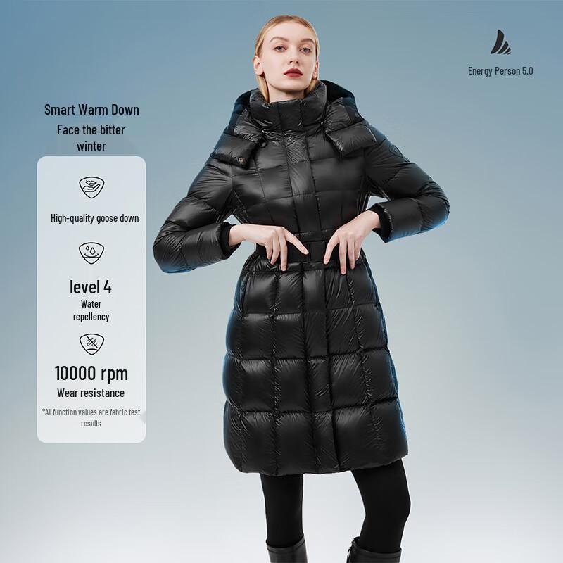 Tanboer Women's Shiny Mid-Length Goose Down Puffer Jacket