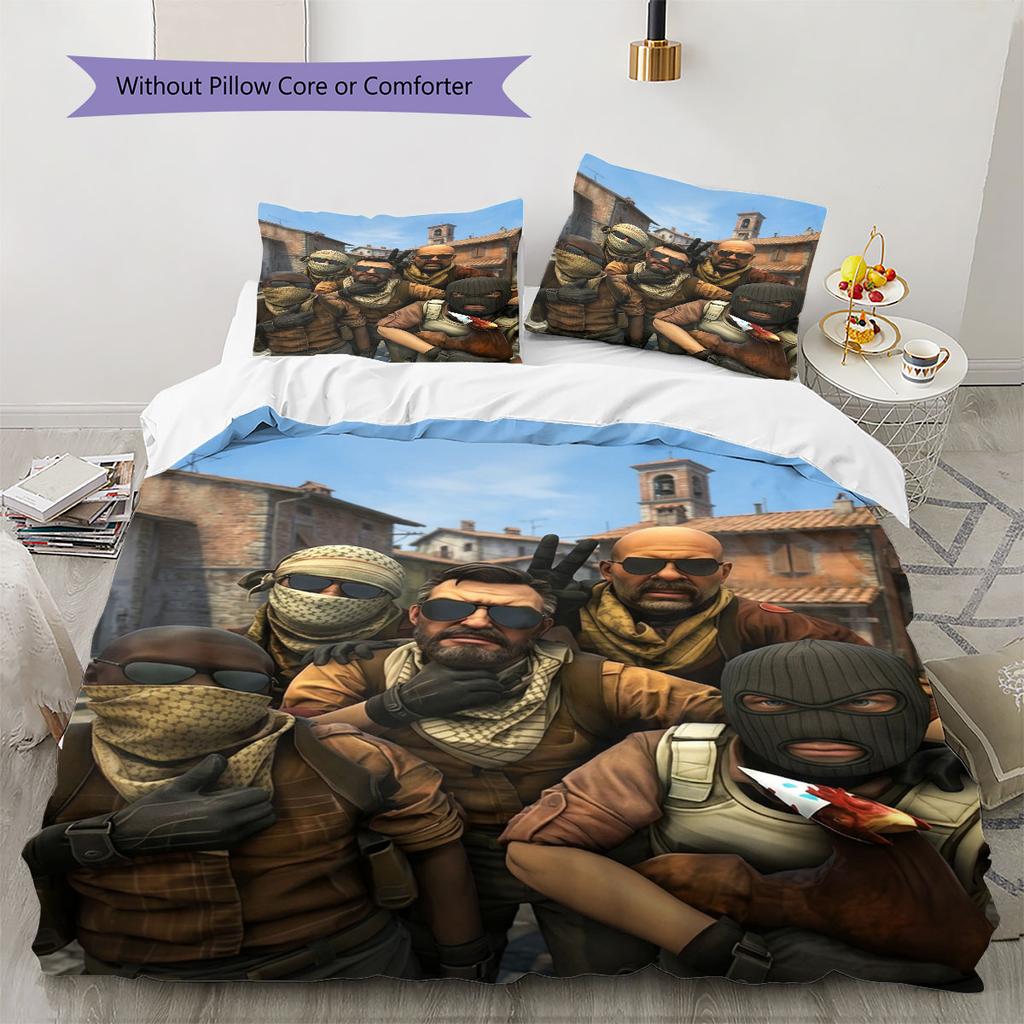 Counter-Strike 2 Bedding Quilt Set Quilt Cover Pillowcase Home Decoration Birthday Gift (1 * duvet cover + 2 * pillowcase, without core)