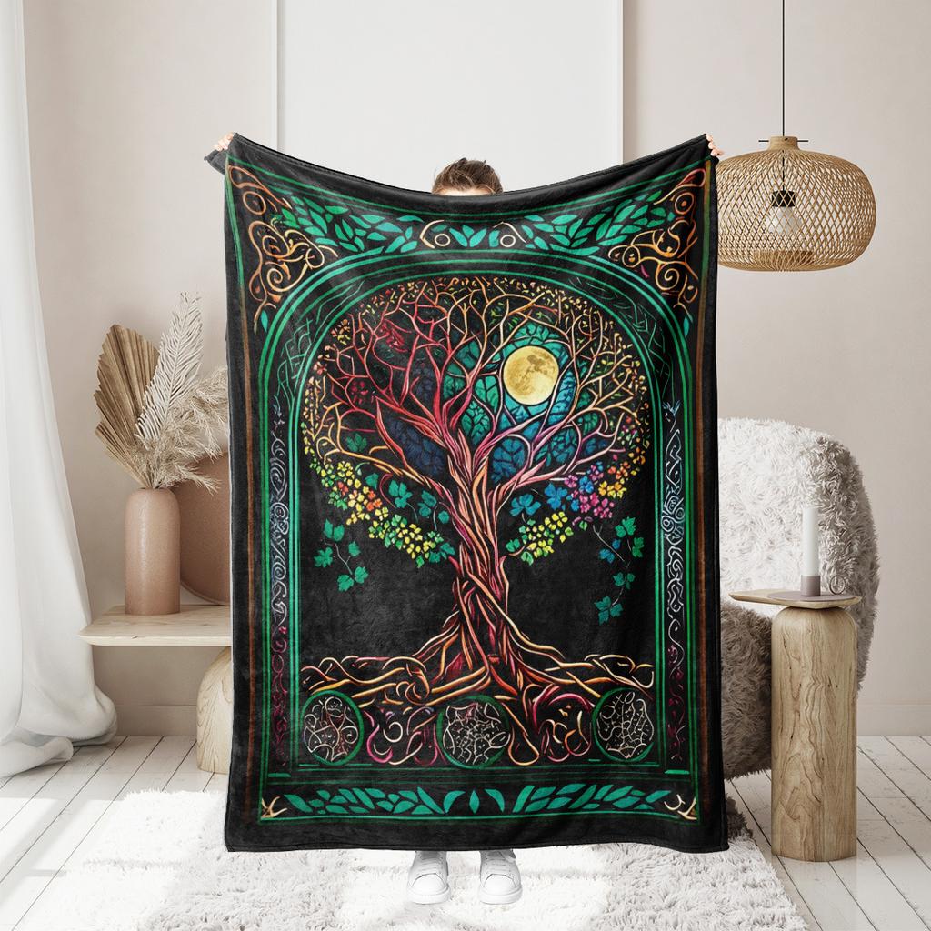 Tree of Life Series Printed Blanket for Sofa Bed Travel Camping Living Room Office Conditioning Blanket for All Seasons Gifts