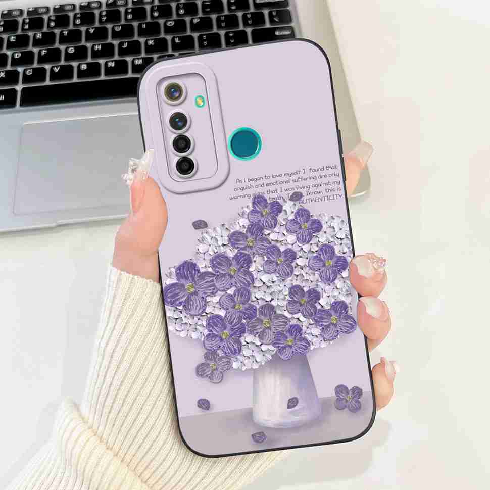 Чехол для Realme 5 Pro Милый Панда Цветок Чехлы Мягкие Силиконовые Чехлы Для Realme 5 Realme5 Pro Ударопрочный Задний Чехол Fundas