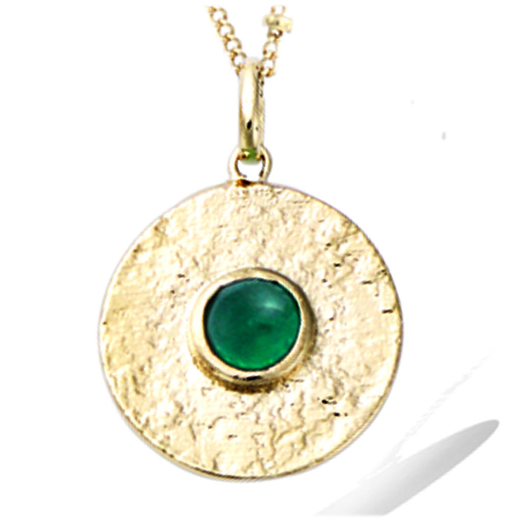 Les Trésors De Lily [R1696] - Gold Plated Pendant 'Cléopatra' Golden Green - 18x18 Mm