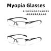New Fashion Business Men'S Myopia Glasses Neutral Square Half Frame Anti-Blue Light Super Clear Business Glasses 0 To -6.0