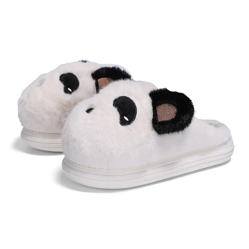Мягкие, милые и удобные тапочки из хлопка и кашемира Panda Plus, зимние модные теплые домашние тапочки из хлопка и плюша для девочек