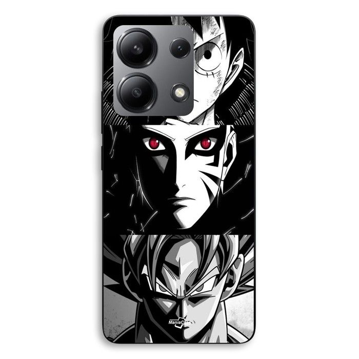 Coque de téléphone - MANIACASE - Xiaomi Redmi Note 13 4G - Silicone TPU - Noir et blanc - Motifs Anime