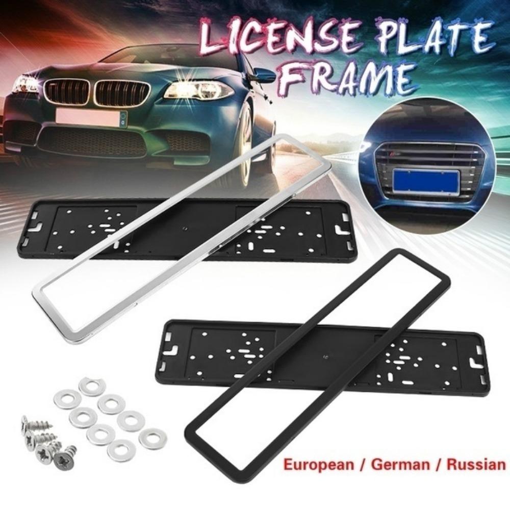 European / German / Russian Car Stainless Steel License Plate Frame with Screws (0.6 thickness) Black / Silver License Plate Covers Frames 6