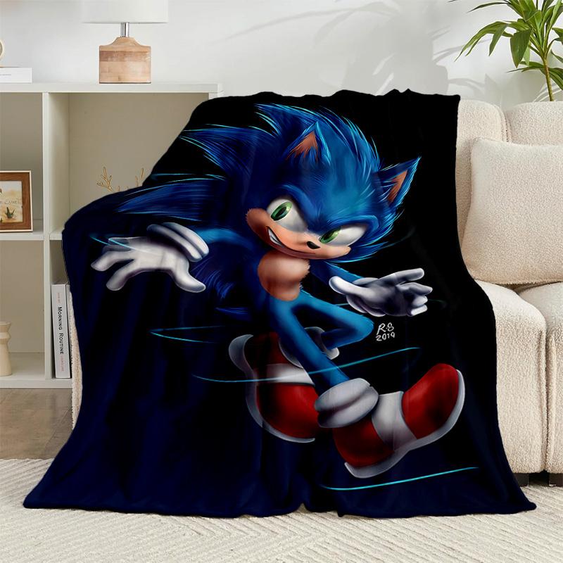 1PC hedgehog Speed Adventure Flannel Blanket Gift, Suitable for Both Men And Women, Soft Ideal for Beds And Sofa, Birthday Or Christmas Gift