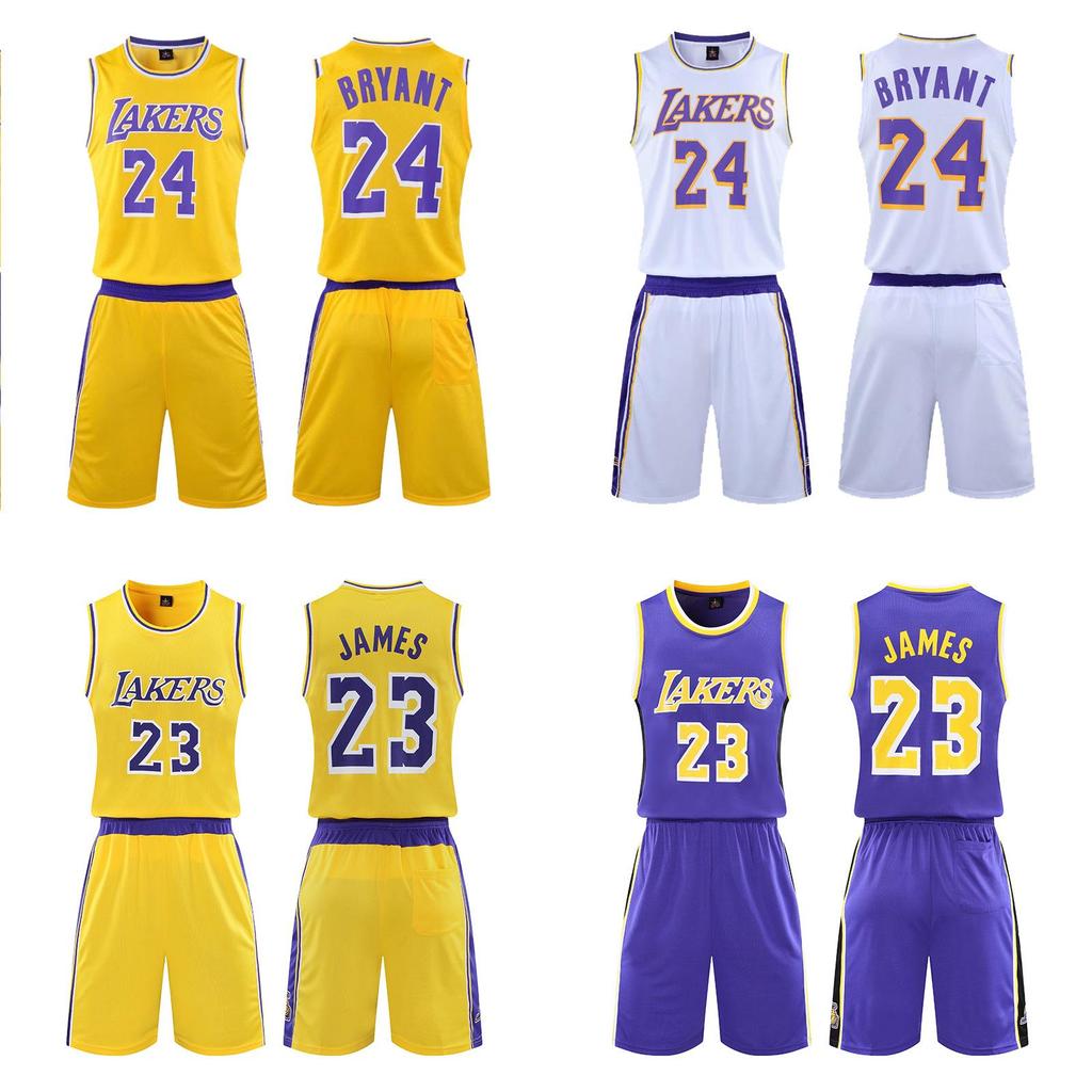 Баскетбольный комплект формы Lakers Леброна Джеймса из ткани с быстрой сушкой для детей и взрослых