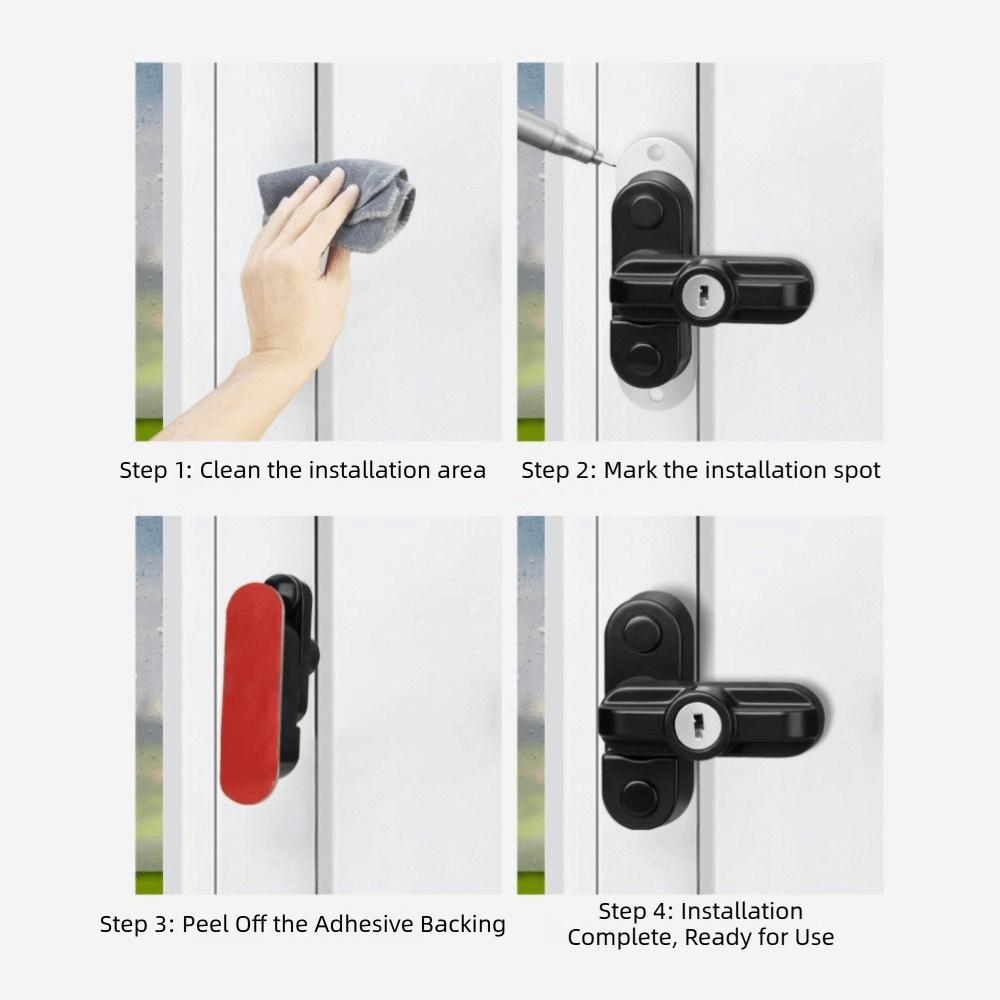 With Key Window Frame Lock Zinc Alloy T-Lock Hardware Accessories Safety Locks Balcony Security