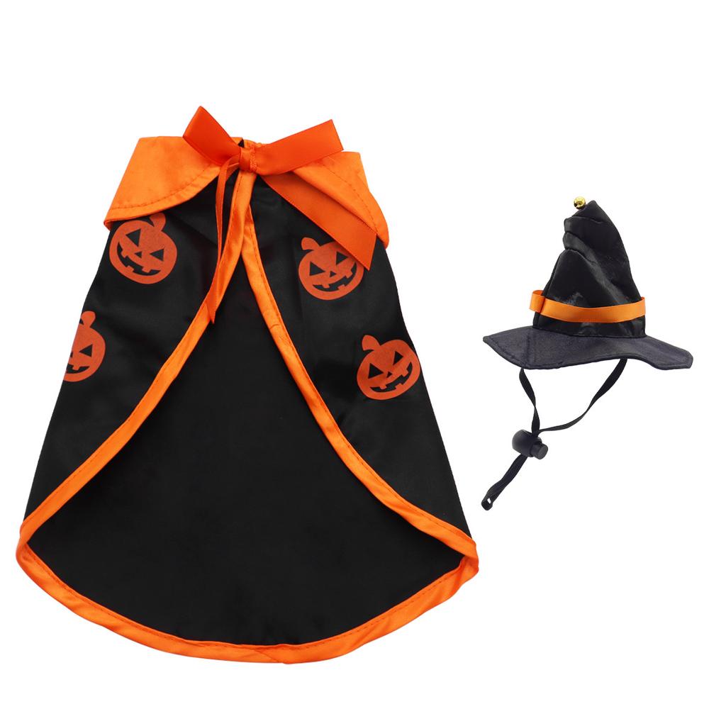 Pet Cloak Hat Halloween Festival Dress Up Funny Pumpkin Hat Cloak Cat Dog Clothes Small Medium Sized Dog Pet Holiday Supplies