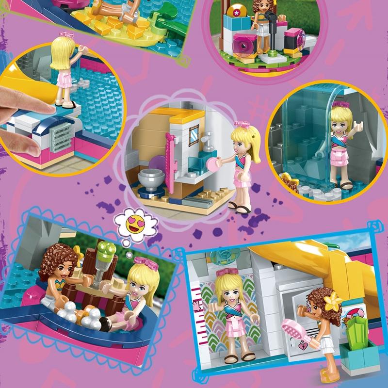 552 шт., серия Andrea Pool Party Girl, строительные блоки, детские кирпичи, подарок на день рождения для девочек, игрушки «сделай сам»