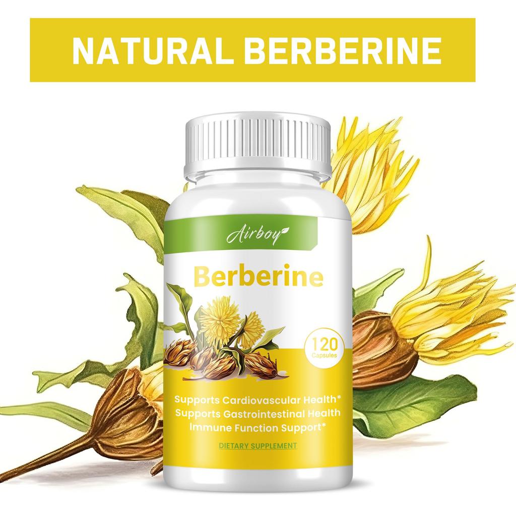 Berberine Supplement 600 mg, 120 Veggie Capsules, Pure Extract – Vegan, Non-GMO, Para sa Gastrointestinal Discomfort