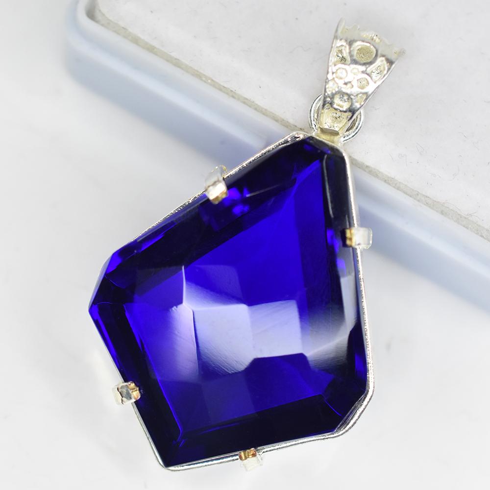 A+ Quality 87.5 Ct CERTIFIED Tanzanite 925 Sterling Silver Blue Fancy Pendant MY-PD-118-NS