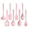 Lovely Pink Silicone Kitchenware Set Spatula Oil Brush Pasta Server Slotted Spoon Set Heat-Resistant Non-Stick Utensils Set For Baking Cooking